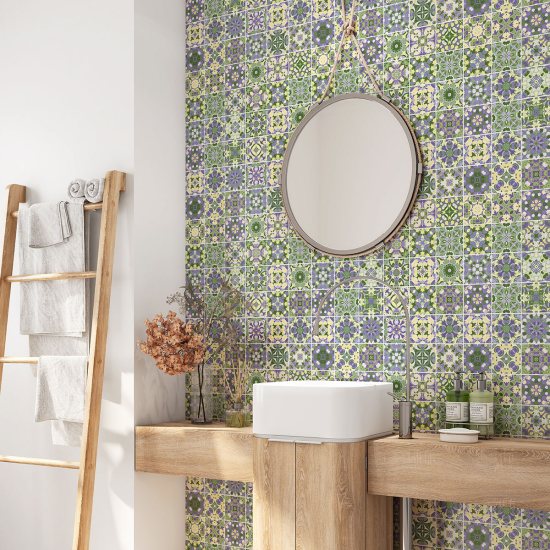 Alzatina adesiva per bagno - Motivo piastrelle di cemento