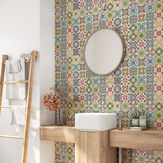 Alzatina adesiva per bagno - Motivo piastrelle di cemento