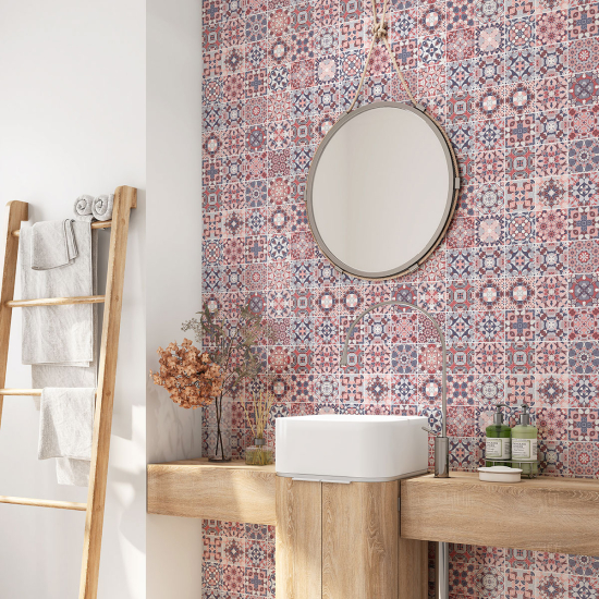 Alzatina adesiva per bagno - Motivo piastrelle di cemento