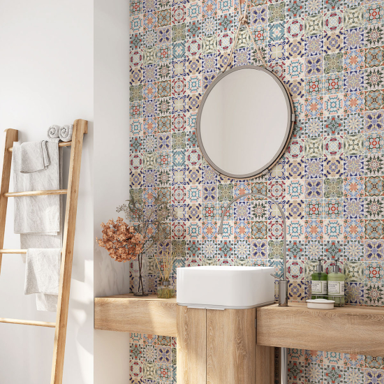 Alzatina adesiva per bagno - Motivo piastrelle di cemento