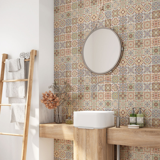 Alzatina adesiva per bagno - Motivo piastrelle di cemento