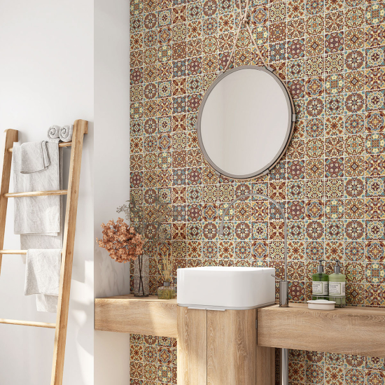 Alzatina adesiva per bagno - Motivo piastrelle di cemento