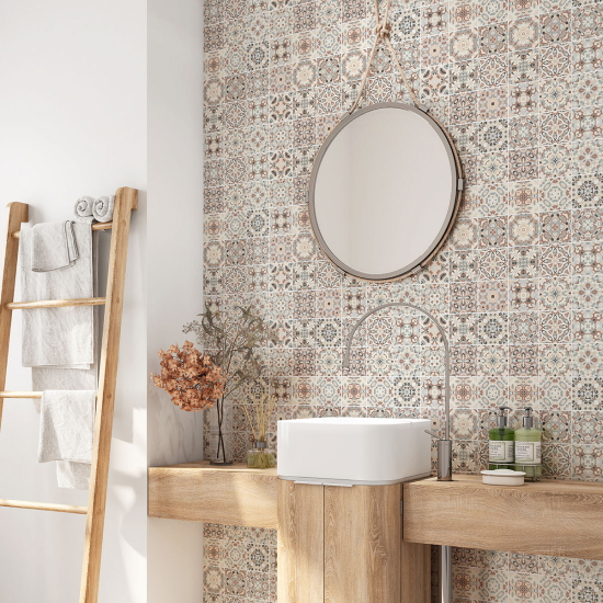 Alzatina adesiva per bagno - Motivo piastrelle di cemento