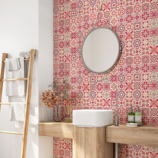 Alzatina adesiva per bagno - Motivo piastrelle di cemento