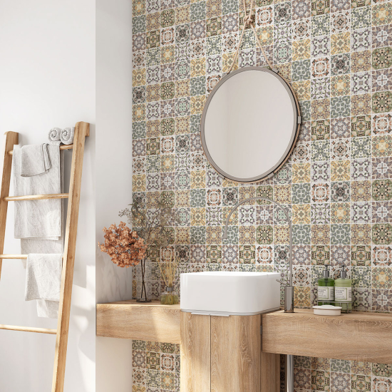 Alzatina adesiva per bagno - Motivo piastrelle di cemento