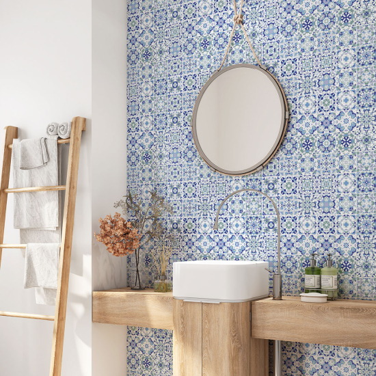 Alzatina adesiva per bagno - Motivo piastrelle di cemento