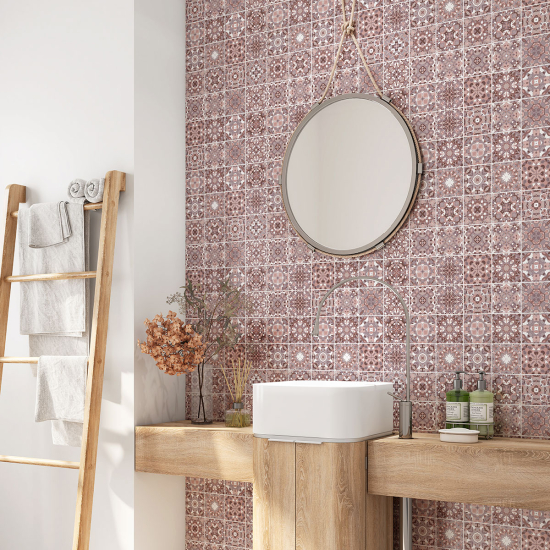 Alzatina adesiva per bagno - Motivo piastrelle di cemento