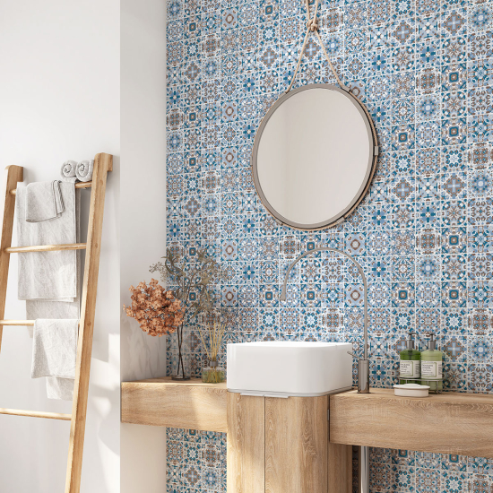 Alzatina adesiva per bagno - Motivo piastrelle di cemento