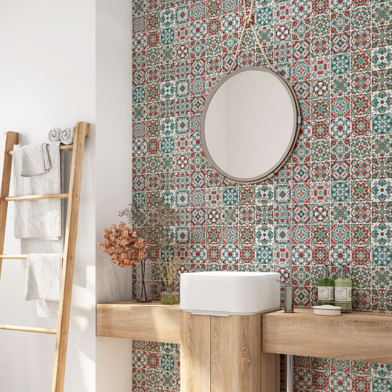 Alzatina adesiva per bagno - Motivo piastrelle di cemento
