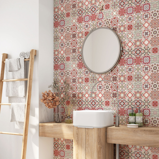 Alzatina adesiva per bagno - Motivo piastrelle di cemento