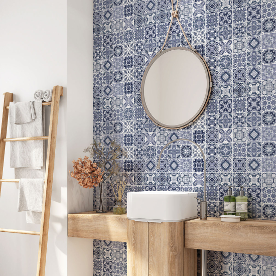 Alzatina adesiva per bagno - Motivo piastrelle di cemento