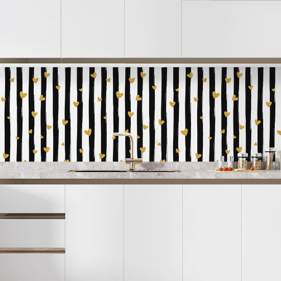 Alzatina adesiva per cucina - Cuori a righe