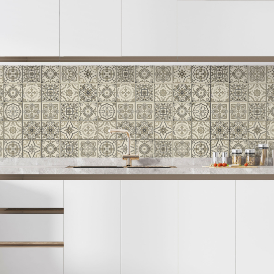 Alzatina adesiva per cucina - Effetto piastrelle di cemento