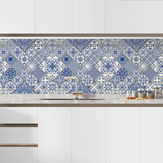 Alzatina adesiva per cucina - Effetto piastrelle di cemento