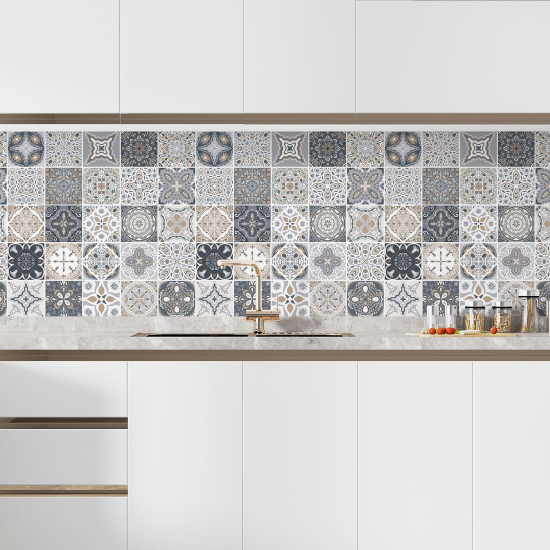 Alzatina adesiva per cucina - Effetto piastrelle di cemento