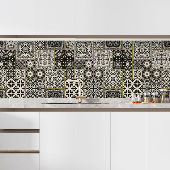 Alzatina adesiva per cucina - Effetto piastrelle di cemento