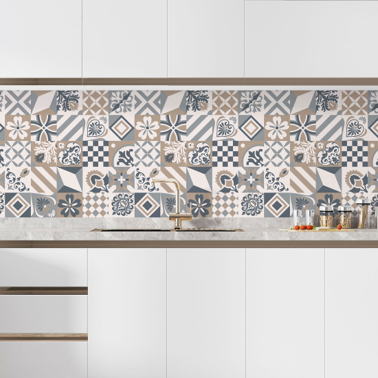 Alzatina adesiva per cucina - Effetto piastrelle di cemento