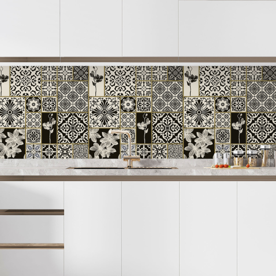 Alzatina adesiva per cucina - Effetto piastrelle di cemento