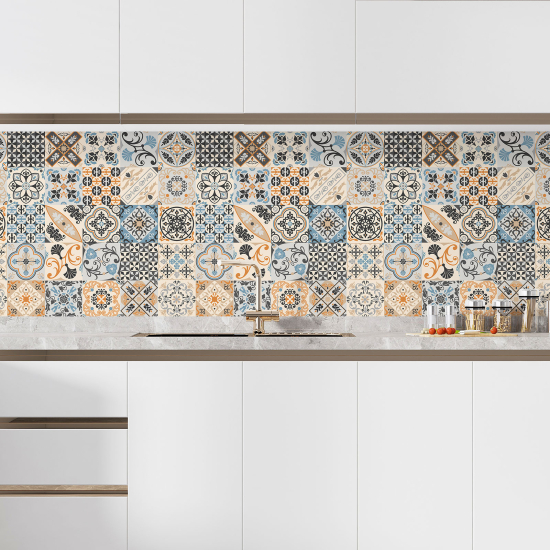 Alzatina adesiva per cucina - Effetto piastrelle di cemento