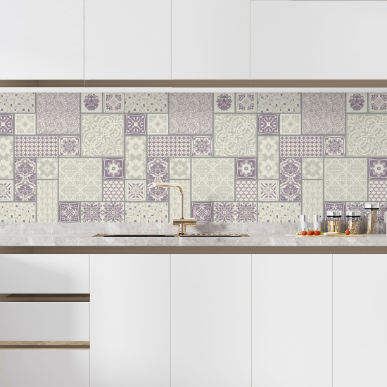 Alzatina adesiva per cucina - Effetto piastrelle di cemento