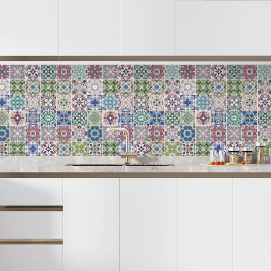 Alzatina adesiva per cucina - Effetto piastrelle di cemento