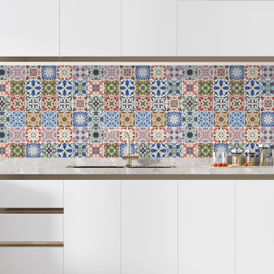 Alzatina adesiva per cucina - Effetto piastrelle di cemento