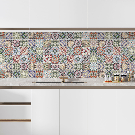 Alzatina adesiva per cucina - Effetto piastrelle di cemento