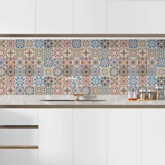 Alzatina adesiva per cucina - Effetto piastrelle di cemento