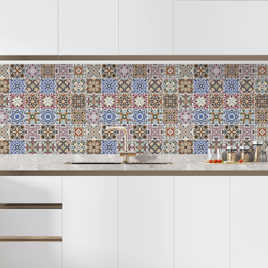 Alzatina adesiva per cucina - Effetto piastrelle di cemento