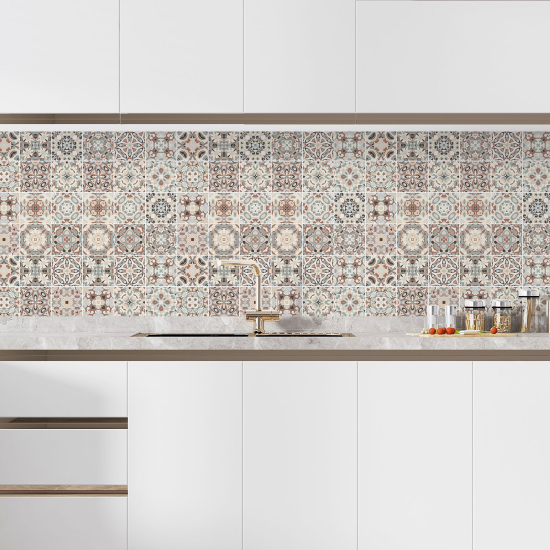Alzatina adesiva per cucina - Effetto piastrelle di cemento