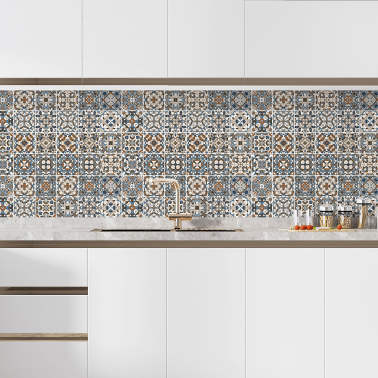 Alzatina adesiva per cucina - Effetto piastrelle di cemento