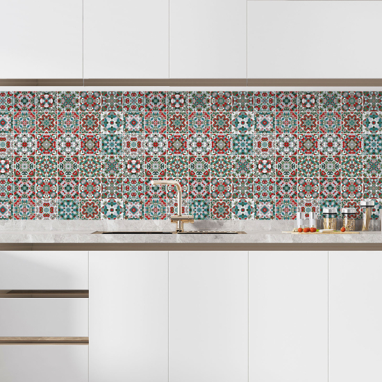 Alzatina adesiva per cucina - Effetto piastrelle di cemento