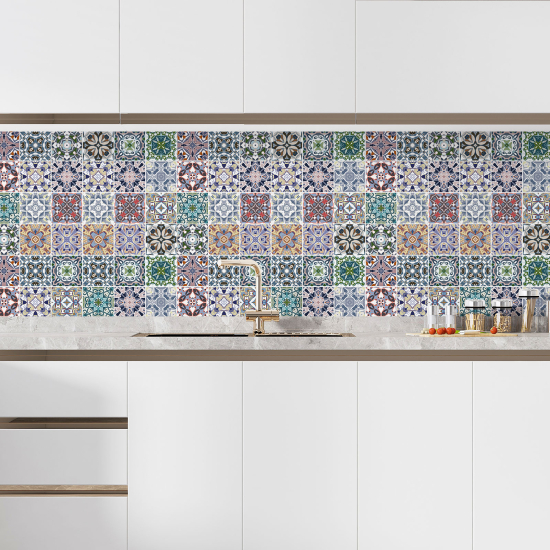 Alzatina adesiva per cucina - Effetto piastrelle di cemento