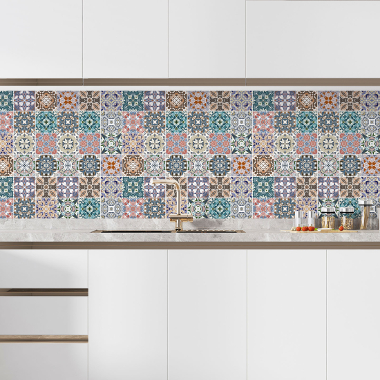 Alzatina adesiva per cucina - Effetto piastrelle di cemento