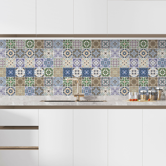 Alzatina adesiva per cucina - Effetto piastrelle di cemento