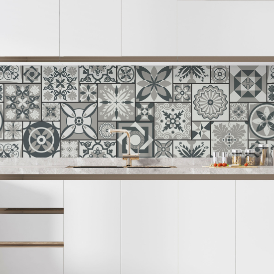 Alzatina adesiva per cucina - Effetto piastrelle di cemento