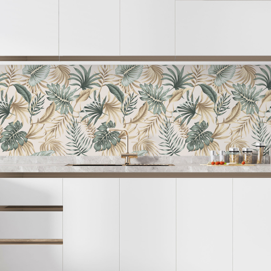 Alzatina adesiva per cucina - Foglie Tropicali