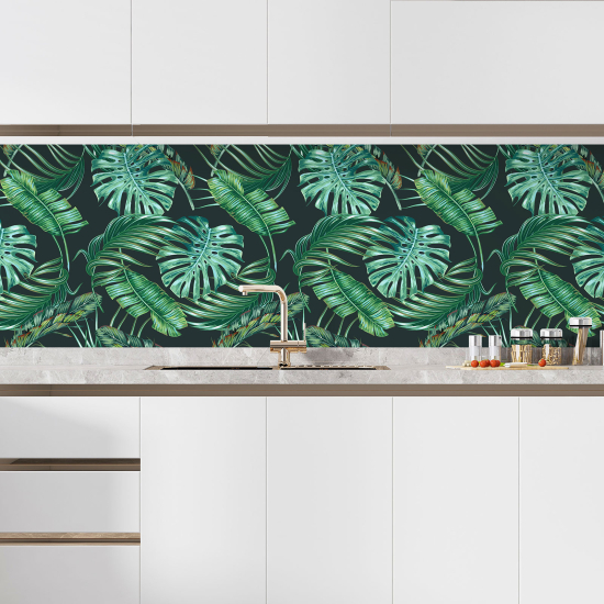 Alzatina adesiva per cucina - Foglie tropicali