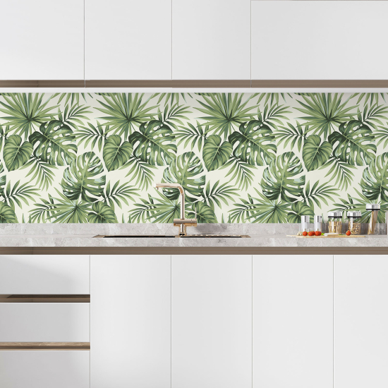 Alzatina adesiva per cucina - Foglie tropicali
