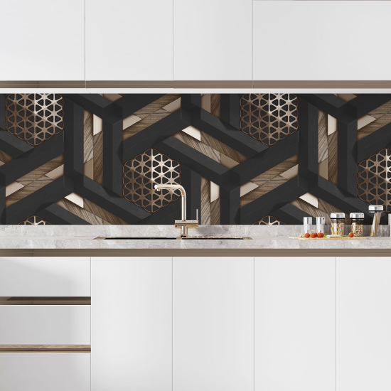 Alzatina adesiva per cucina - Legno Geometrico