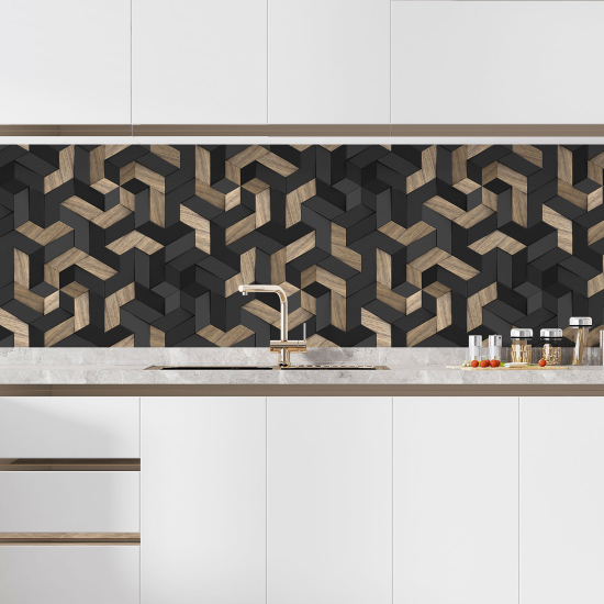 Alzatina adesiva per cucina - Legno Geometrico