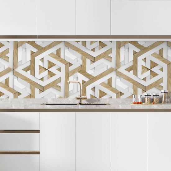 Alzatina adesiva per cucina - Legno Geometrico