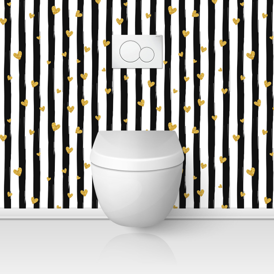 Alzatina adesiva per WC - Cuori a righe
