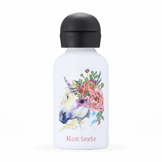 Borraccia isotermica personalizzata per bambini - Unicorno fiori