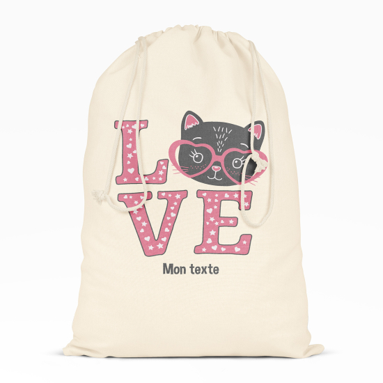 Borsa con coulisse personalizzata - Amore per i gatti