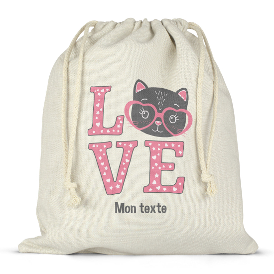 Borsa con coulisse personalizzata - Amore per i gatti