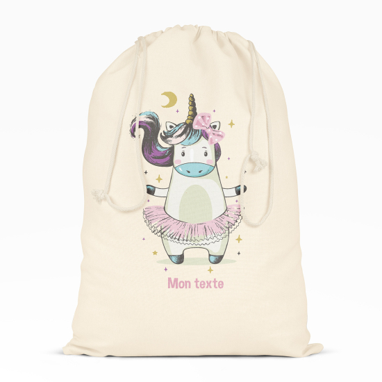 Borsa con coulisse personalizzata - Ballerina unicorno