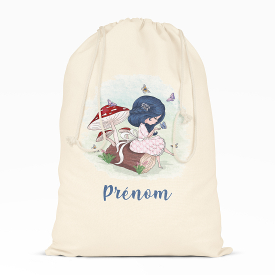 Borsa con coulisse personalizzata - Bambina piccola funghi