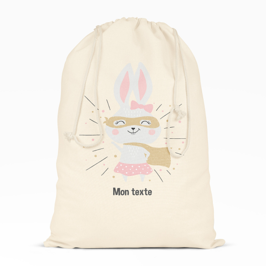 Borsa con coulisse personalizzata - Coniglietta supereroe