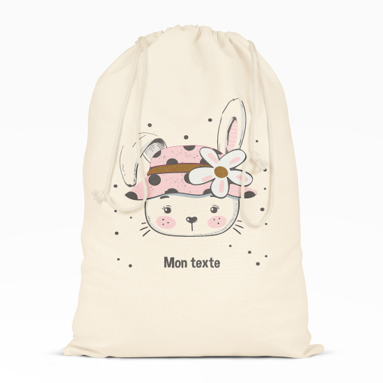 Borsa con coulisse personalizzata - Coniglio fiore